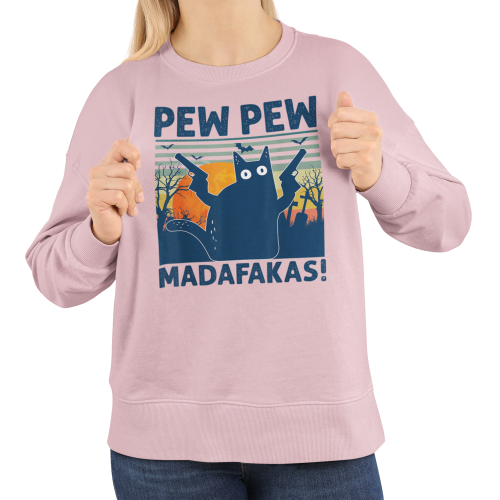 Damska bluza Pew Pew Madafakas – śmieszny kot mem 12