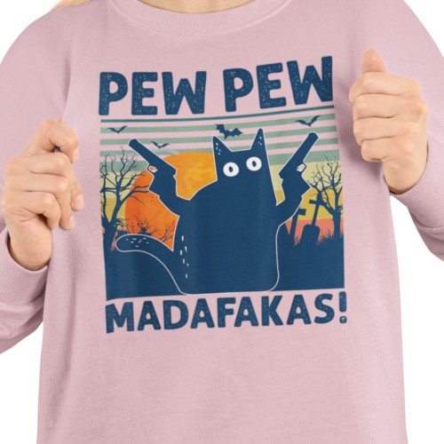 Damska bluza Pew Pew Madafakas – śmieszny kot mem 8