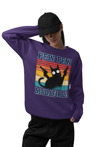 Damska bluza z kotem Pew Pew Madafakas – retro mem 3