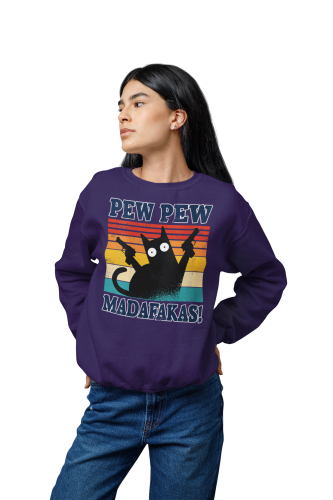 Damska bluza z kotem Pew Pew Madafakas – retro mem 5