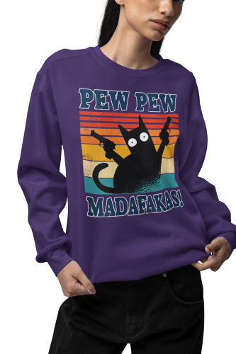 Damska bluza z kotem Pew Pew Madafakas – retro mem 6