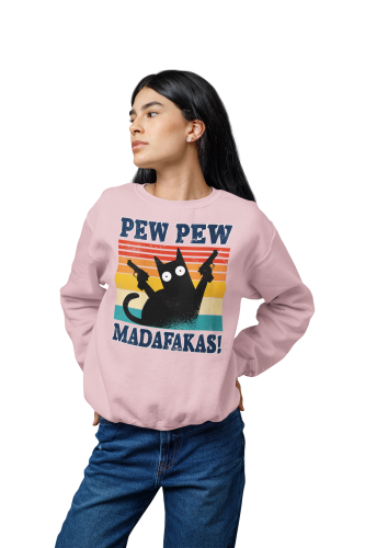 Damska bluza z kotem Pew Pew Madafakas – retro mem 10