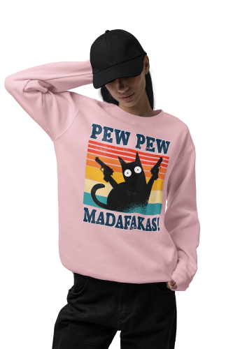 Damska bluza z kotem Pew Pew Madafakas – retro mem 12