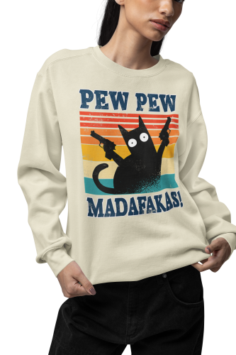 Damska bluza z kotem Pew Pew Madafakas – retro mem 15