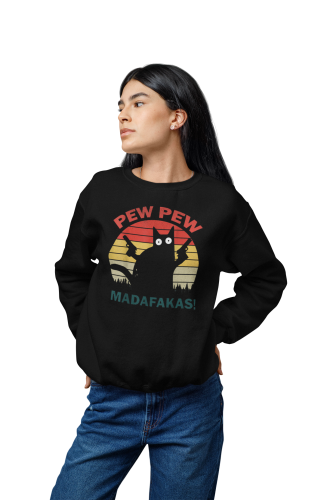Damska bluza śmieszny kot Pew Pew Madafakas – vintage 4
