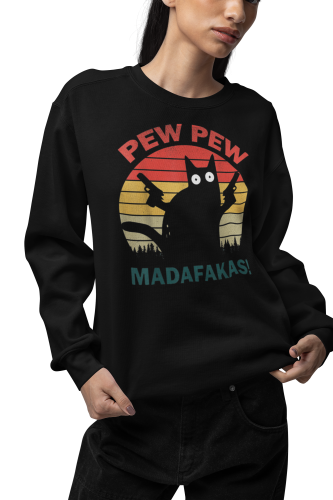 Damska bluza śmieszny kot Pew Pew Madafakas – vintage 5