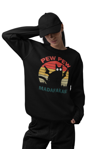 Damska bluza śmieszny kot Pew Pew Madafakas – vintage 6