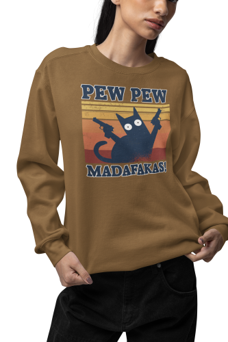 Damska bluza Pew Pew Madafakas z kotem – zabawny nadruk 16