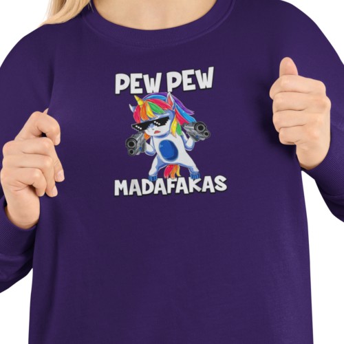 Damska bluza Pew Pew Madafakas – śmieszny jednorożec mem 2