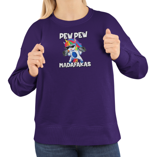 Damska bluza Pew Pew Madafakas – śmieszny jednorożec mem 3