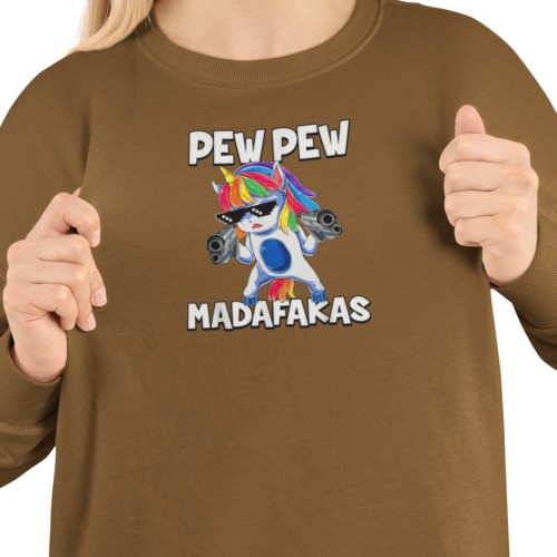 Damska bluza Pew Pew Madafakas – śmieszny jednorożec mem 8