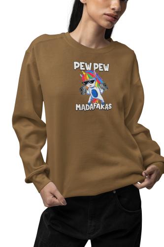 Damska bluza Pew Pew Madafakas – śmieszny jednorożec mem 11