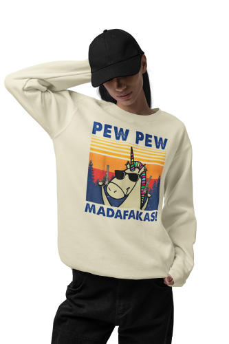 Damska bluza jednorożec Pew Pew Madafakas – zabawna retro 4