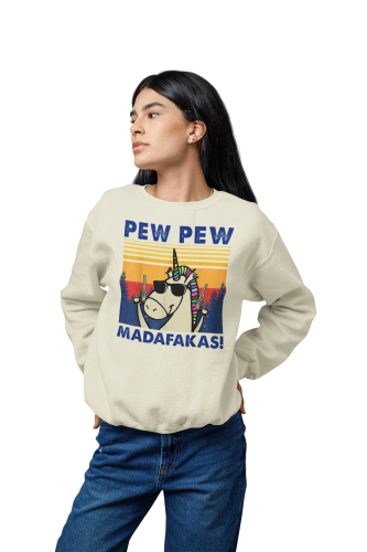 Damska bluza jednorożec Pew Pew Madafakas – zabawna retro 6