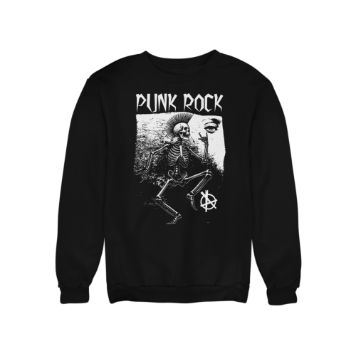 Damska bluza punk rock – szkielet z irokezem i symbolem anarchii 3