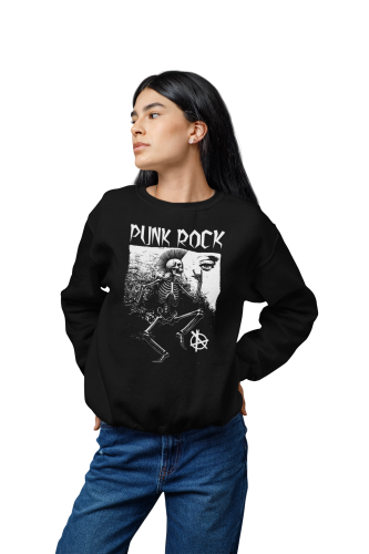 Damska bluza punk rock – szkielet z irokezem i symbolem anarchii 4