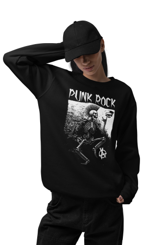 Damska bluza punk rock – szkielet z irokezem i symbolem anarchii 5