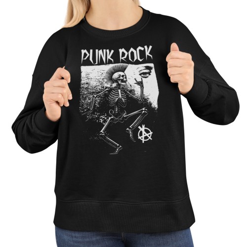 Damska bluza punk rock – szkielet z irokezem i symbolem anarchii