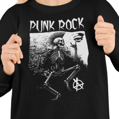 Damska bluza punk rock – szkielet z irokezem i symbolem anarchii 2