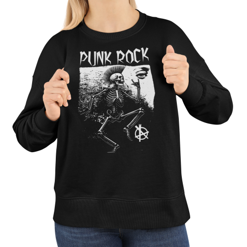 Damska bluza punk rock – szkielet z irokezem i symbolem anarchii 6