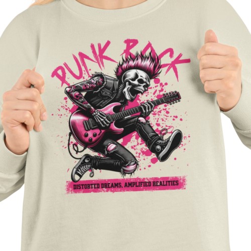 Damska bluza punk rock – szkielet gitarzysta z irokezem 2