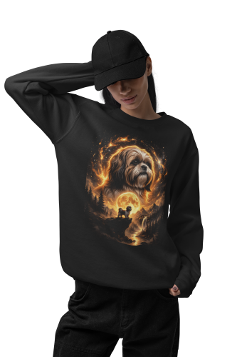 Damska bluza z psem Shih Tzu – miłośniczka psów, księżyc i góry 4