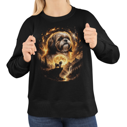 Damska bluza z psem Shih Tzu – miłośniczka psów, księżyc i góry 5