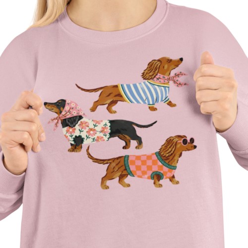 Damska bluza z jamnikami – modne psy w ubraniach, bluza dla psiary 2