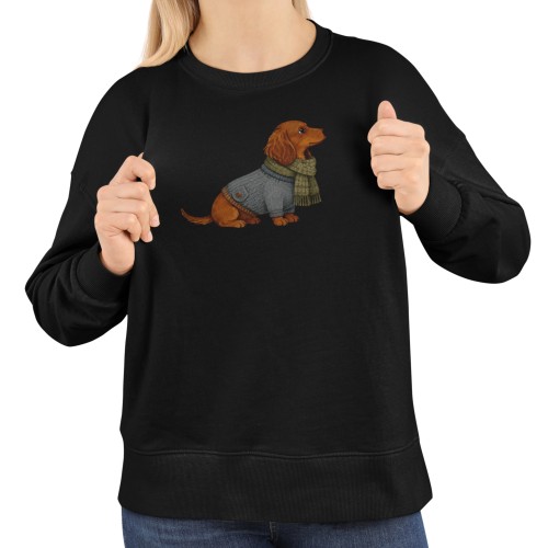 Damska bluza z jamnikiem w szaliku – prezent dla miłośniczki jamników 1
