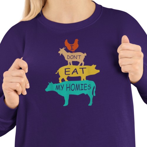 Damska bluza vegan I Don’t Eat My Homies – wegański nadruk zwierzęta 2