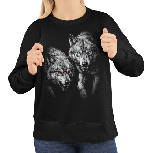 Damska bluza z dwoma wilkami – realistyczne wilki dzika natura 5