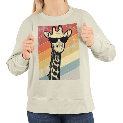 Damska bluza z żyrafą w okularach – retro safari zabawny nadruk 9