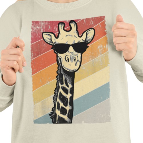 Damska bluza z żyrafą w okularach – retro safari zabawny nadruk 8