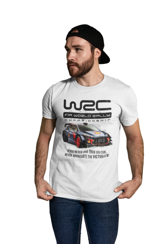 Męska koszulka rajdowa WRC z samochodem – motorsport 3