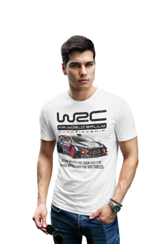 Męska koszulka rajdowa WRC z samochodem – motorsport 4