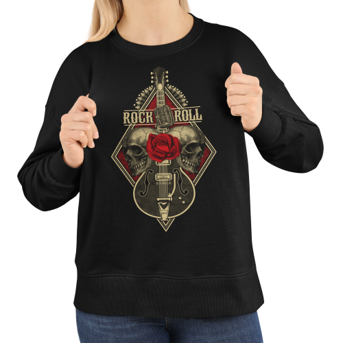 Damska bluza Rock and Roll – gitara czaszki róża mikrofon 5