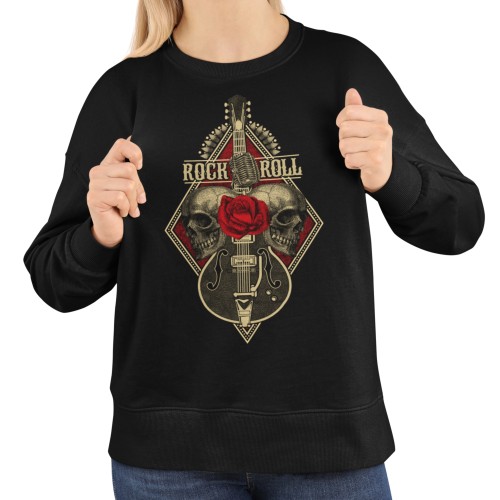 Damska bluza Rock and Roll – gitara czaszki róża mikrofon