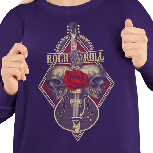 Damska bluza Rock and Roll – gitara czaszki róża mikrofon 8