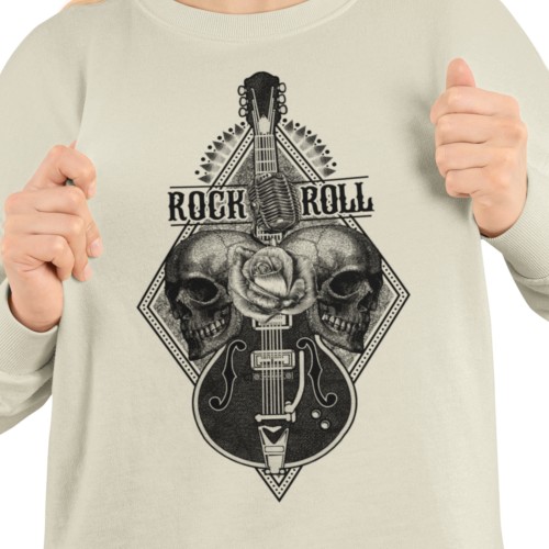Damska bluza rockowa z gitarą i czaszkami – Rock and Roll 2