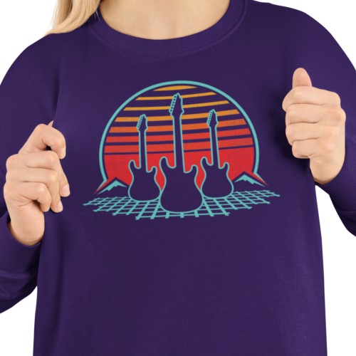 Damska bluza muzyczna z trzema gitarami retro 2