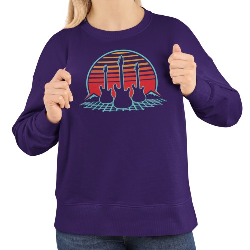 Damska bluza muzyczna z trzema gitarami retro