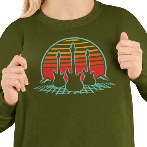 Damska bluza muzyczna z trzema gitarami retro 8