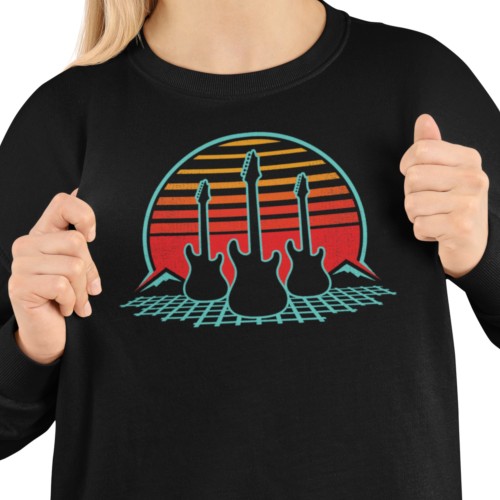 Damska bluza muzyczna z trzema gitarami retro 14