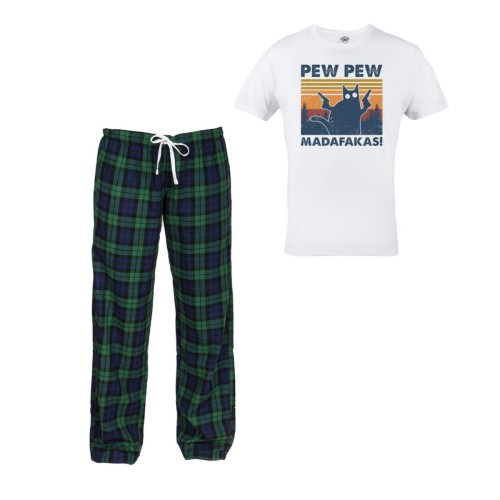 MĘSKA PIŻAMA Z NADRUKIEM NA PREZENT KOT MADAFAKA KOT18 1