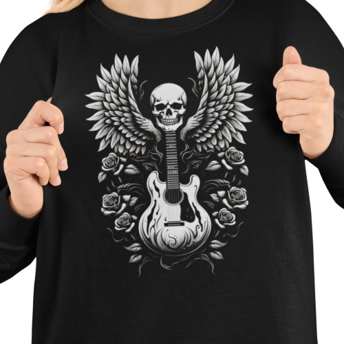 Damska bluza muzyczna Czaszka Gitara Róże 2
