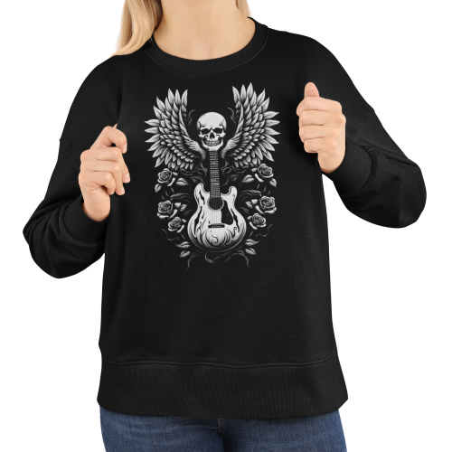 Damska bluza muzyczna Czaszka Gitara Róże 5