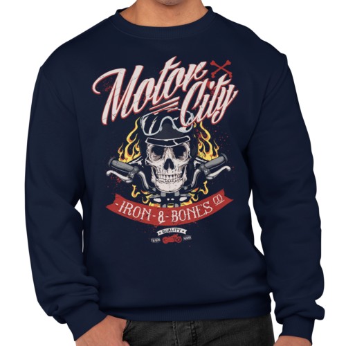 Męska bluza biker Motor City – czaszka i motocykl