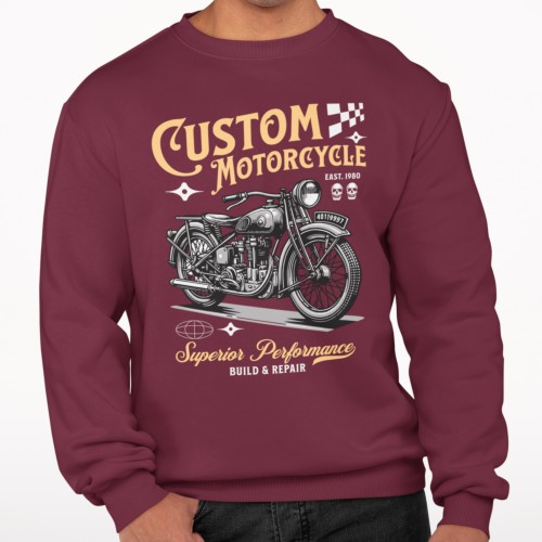 Męska bluza Custom Motorcycle – klasyczny motocykl