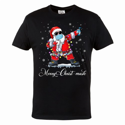 MĘSKA KOSZULKA ŚWIĄTECZNA Z NADRUKIEM MIKOŁAJ MERRY CHRIST MASK 77 