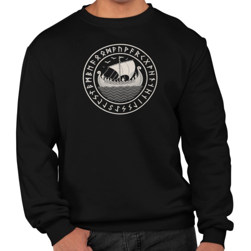 Bluza męska Wiking Viking Valhalla – statek Drakkar i runy 4